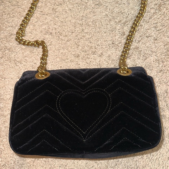 Gucci Black and Gold GG Marmont Shoulder Bag